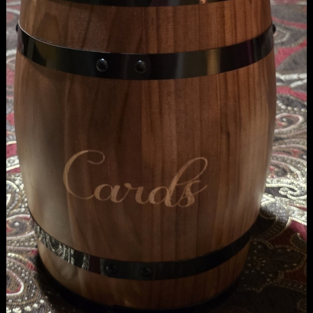 Wooden Card Holder Barrel
